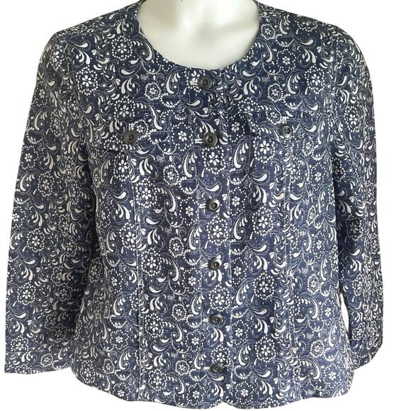 Christopher & Banks Jackets & Blazers - Cottagecore Floral Paisley Knit Blazer Jacket XL Romantic Vintage Cowgirl Chic